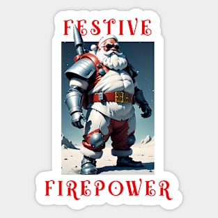 Cool Armed Santa. Festive Firepower Sticker